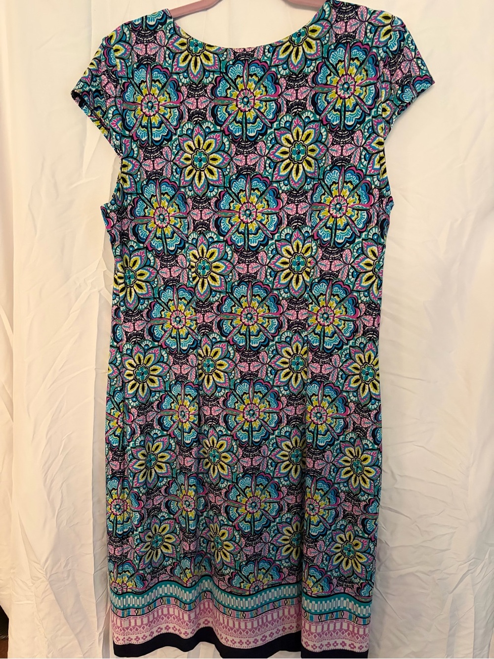 Liz Claiborne Teal, Pink & Yellow Floral Shift Dress